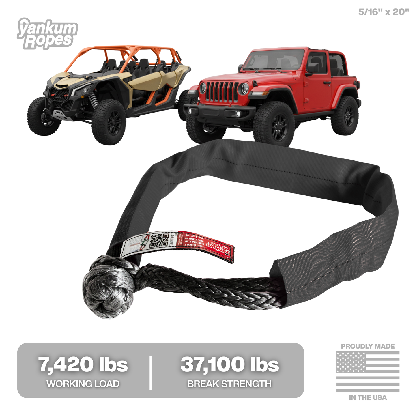 Double Loop Soft Shackle, 5/16 inch in Black, primary product image
