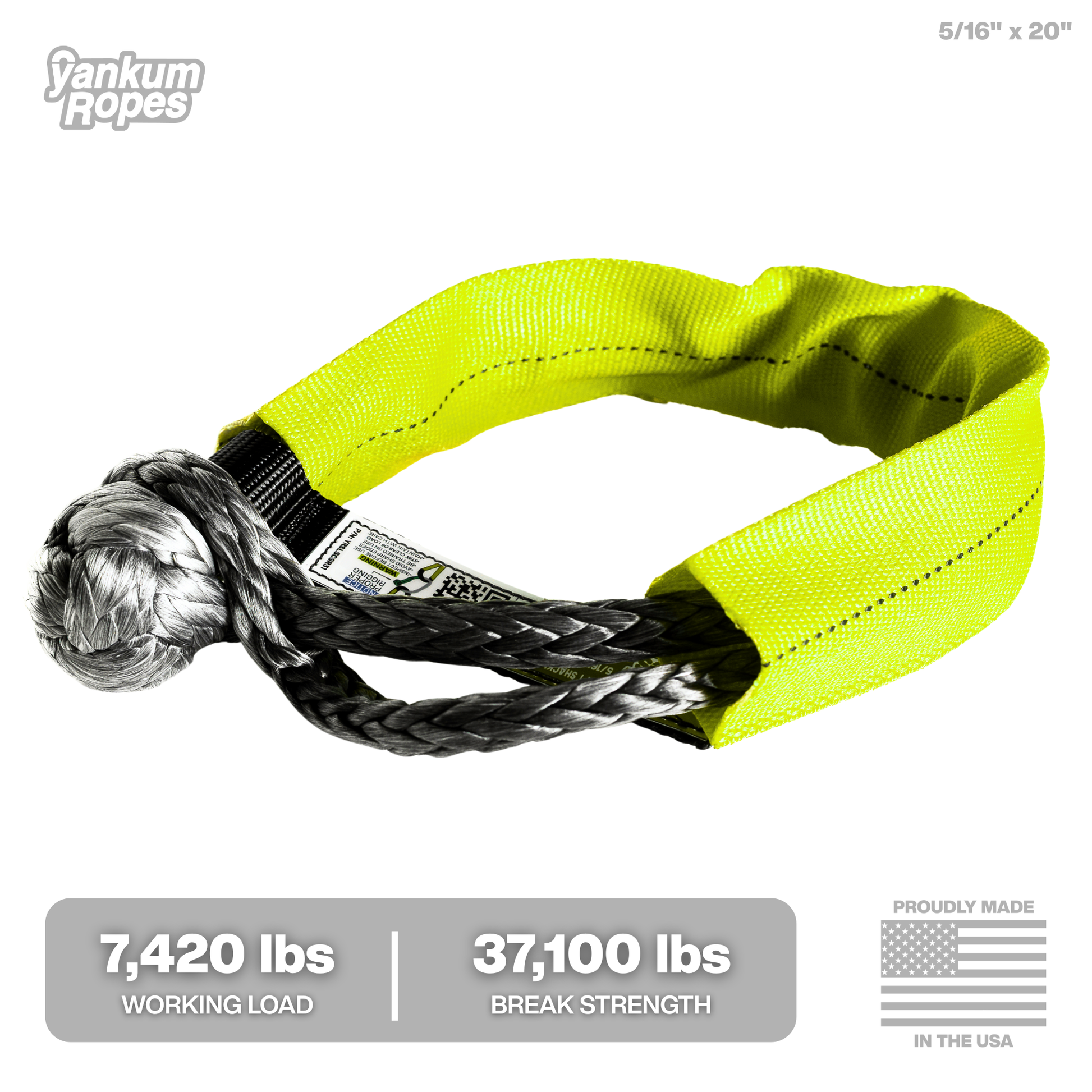 Double Loop Soft Shackle, 5/16 inch in Hi-Vis Yellow, second product image