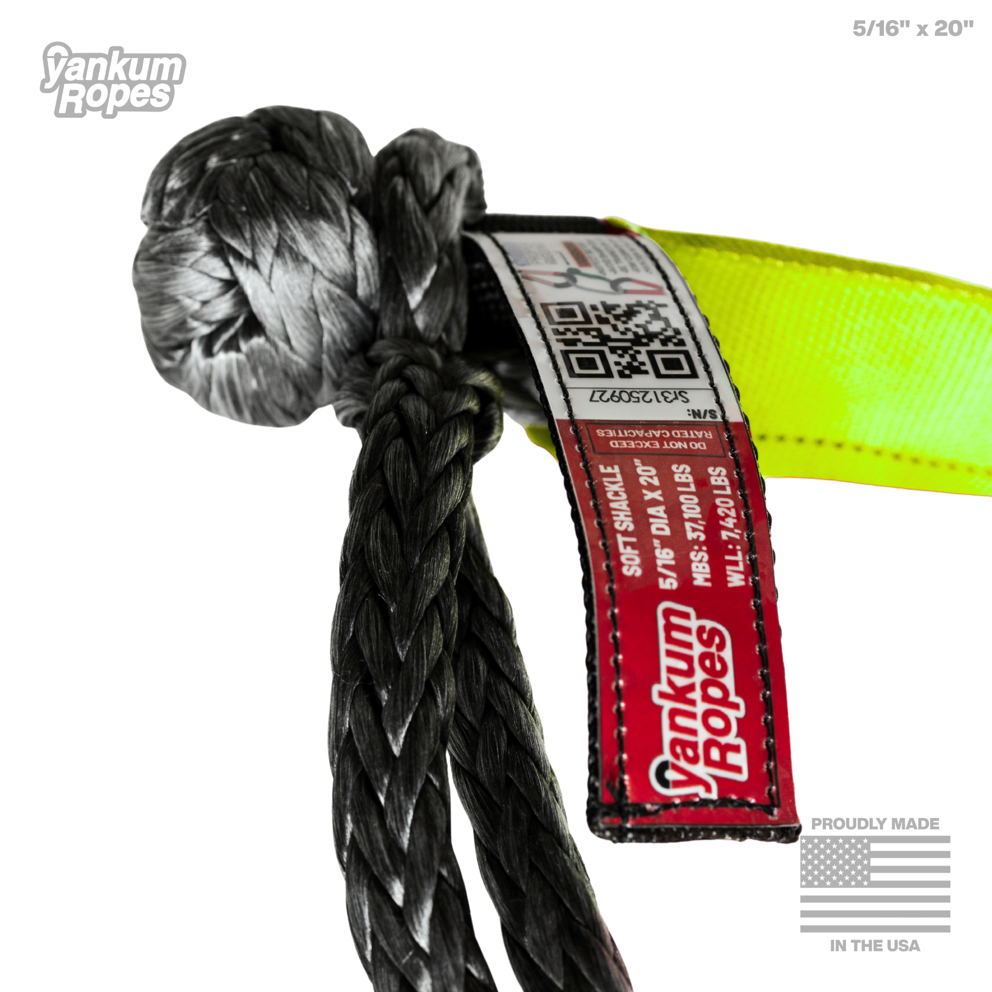 Double Loop Soft Shackle, 5/16 inch in Hi-Vis Yellow, third product image
