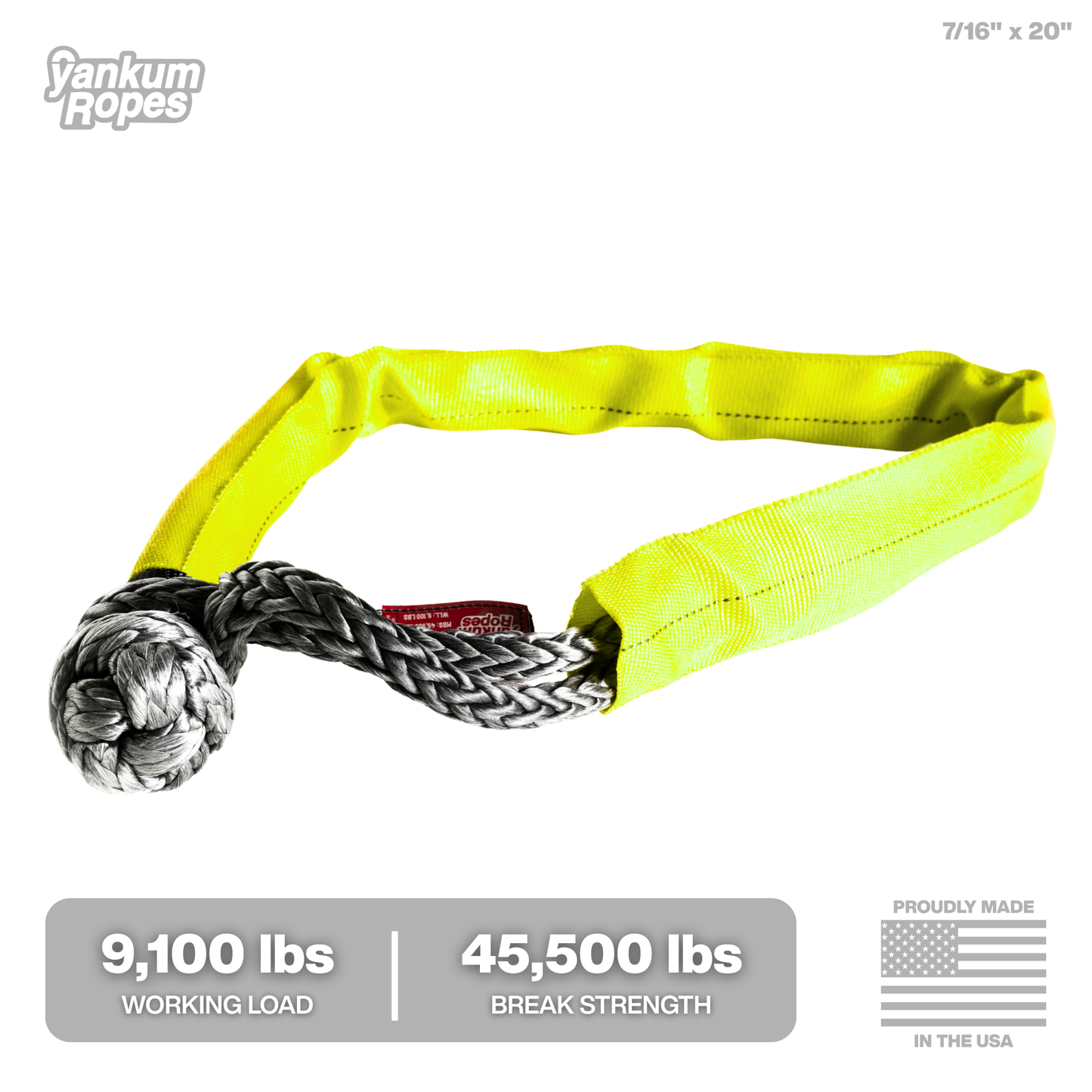Double Loop Soft Shackle, 7/16 inch in Hi-Vis Yellow, second product image