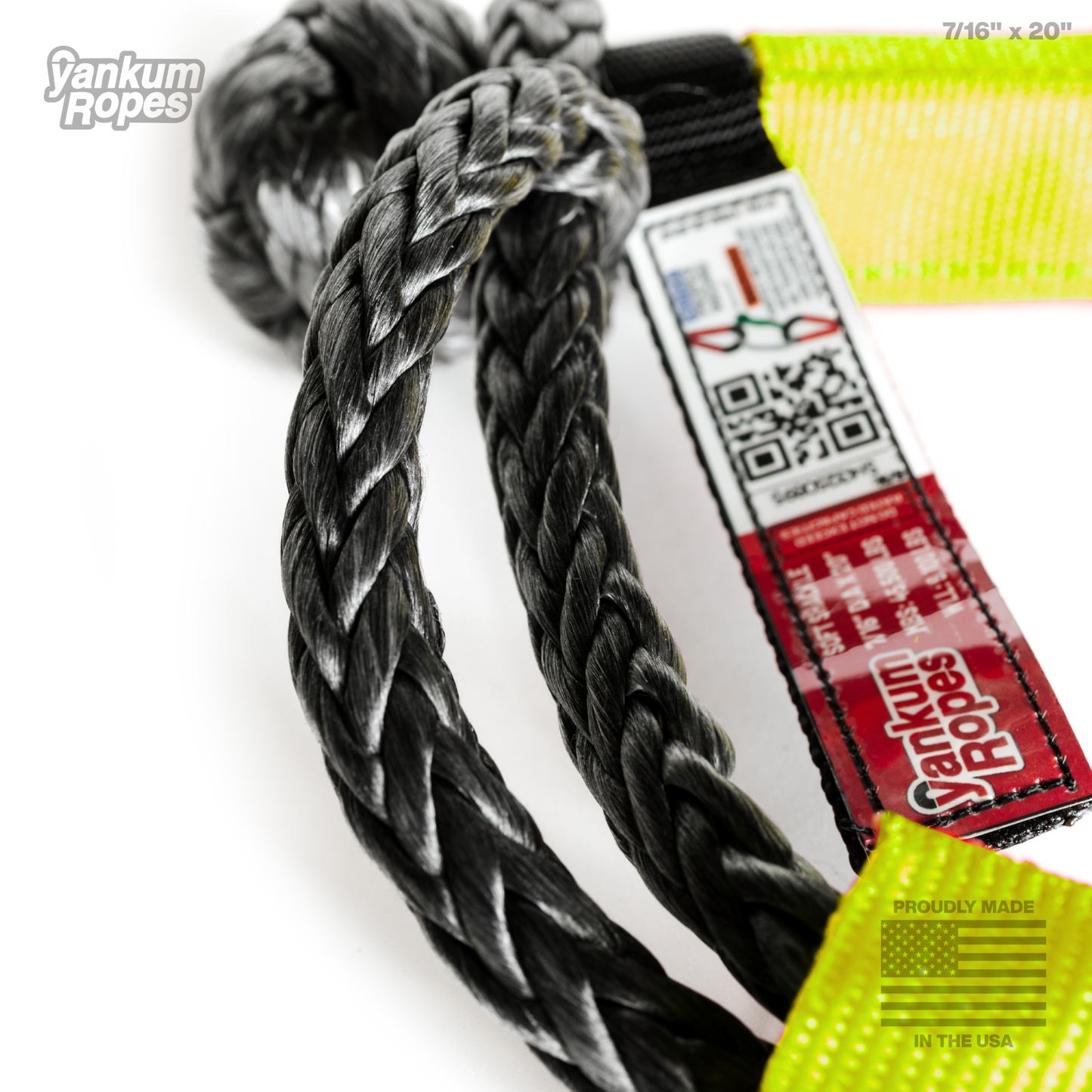 Double Loop Soft Shackle, 7/16 inch in Hi-Vis Yellow, third product image