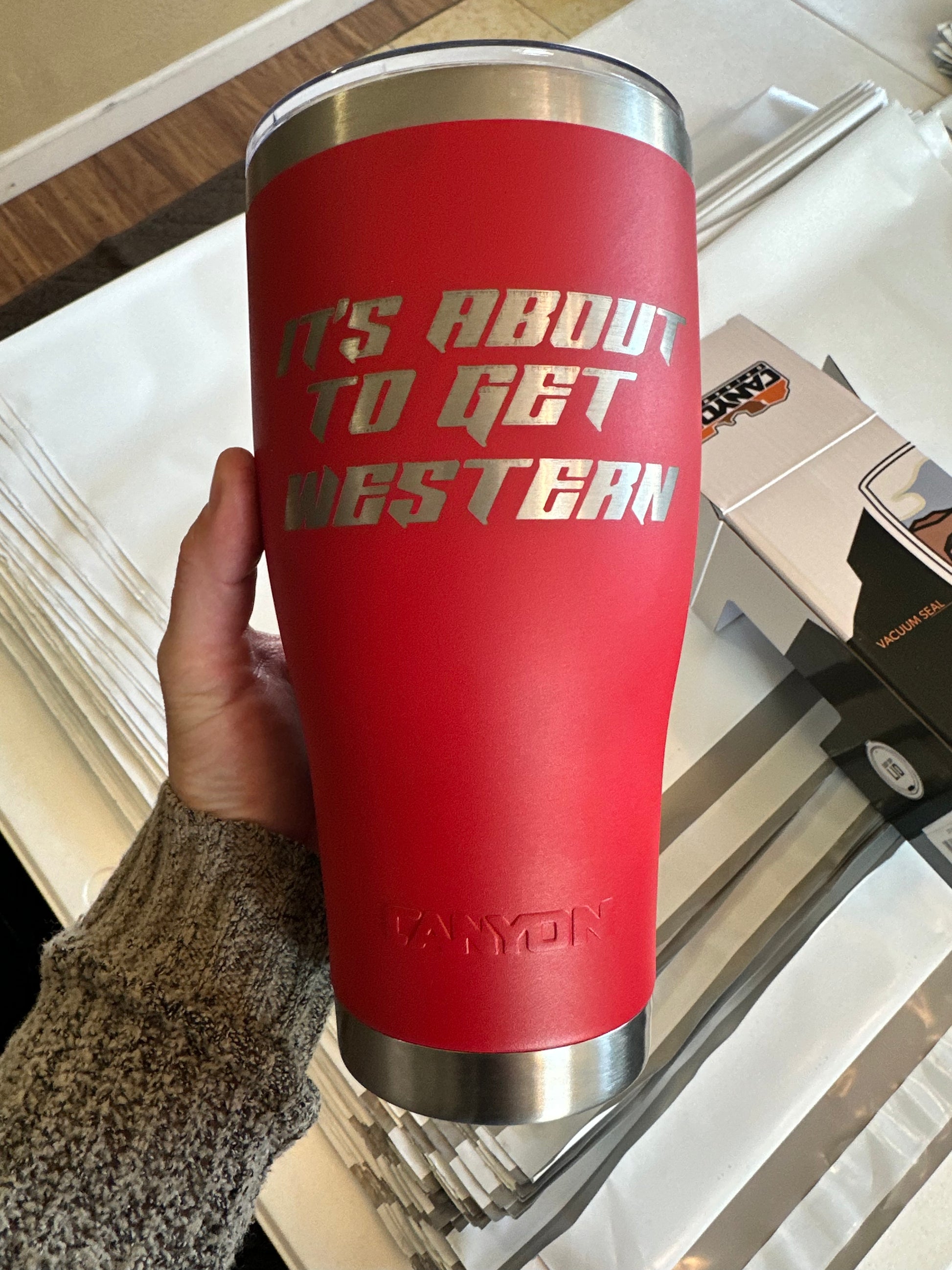 It's About To Get Western 30oz Tumbler, straw and lid detail