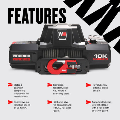 Gladiator V2 F-Type 10,000lb 12v Electric Winch - Synthetic Rope