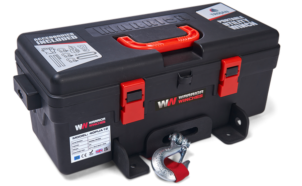Trojan 4,000lb 12v portable utility winch with synthetic rope